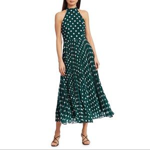 Zimmermann Sunray Polka Dot Picnic A-Line Midi Maxi Dress Dark Green White 0